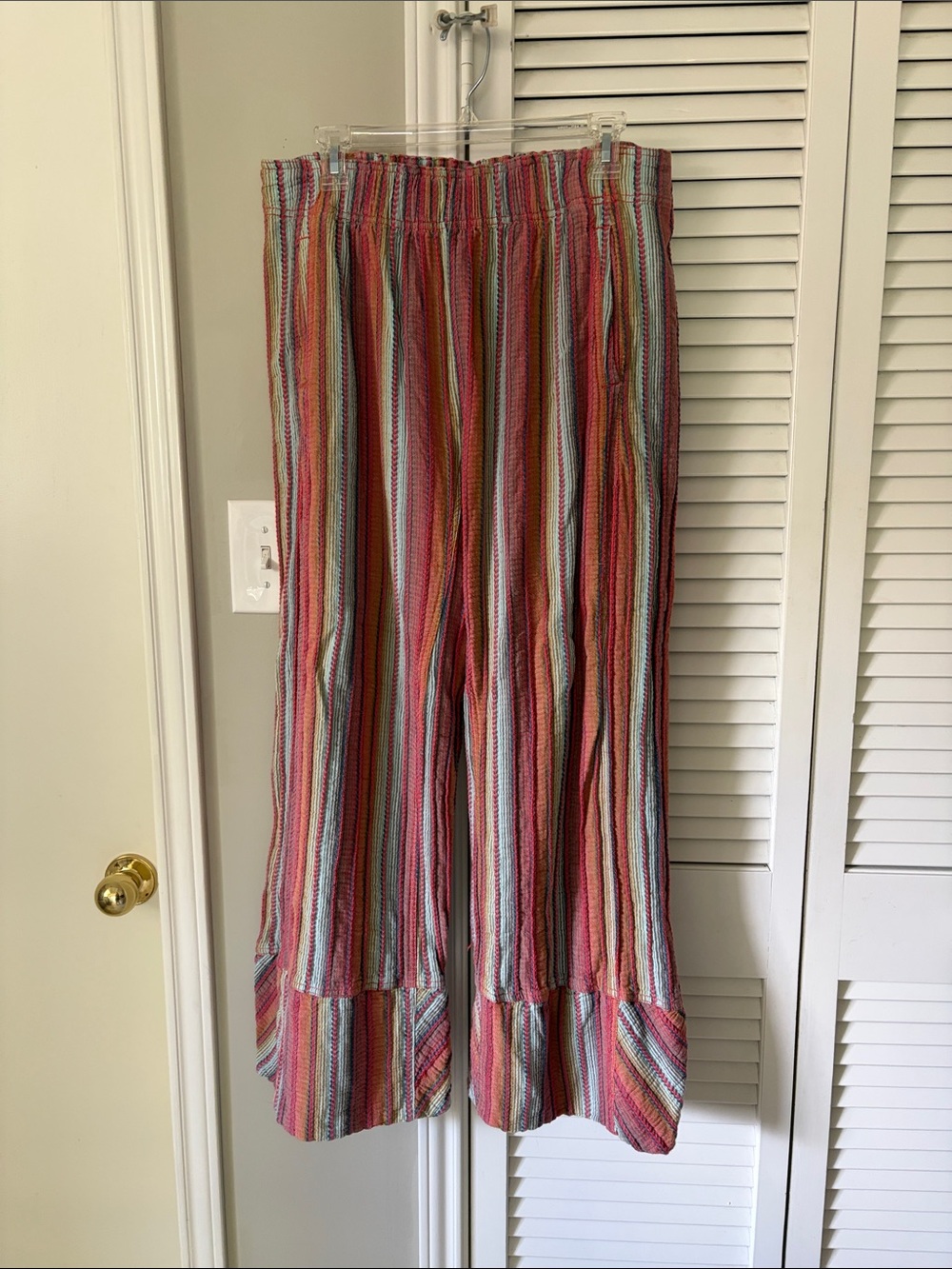Free People Days End Linen striped pull in pant